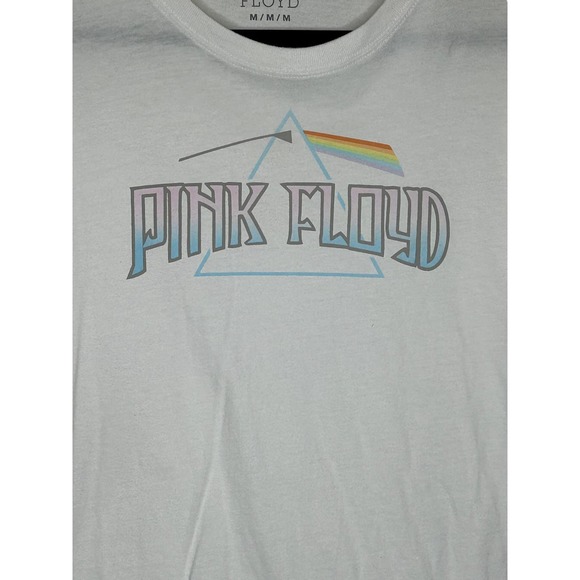 American Eagle Womens White Pink Floyd Dark Side Of the Moon Cropped Shirt Sz M - Picture 2 of 6